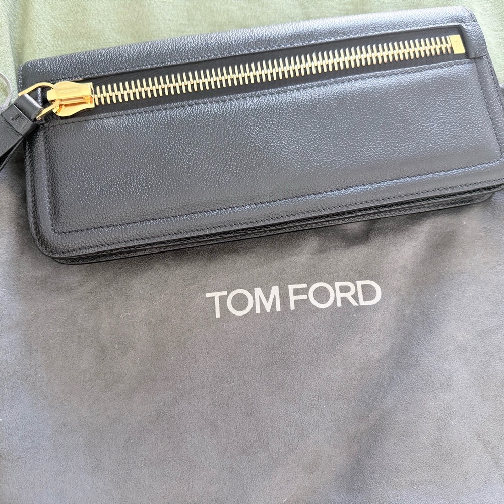 Tom Ford Black Clutch with Gold Accents
